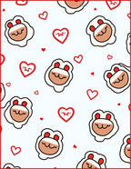 Cute Sheep Hearts Red Border Rug