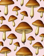 Brown Mushroom Botanical Illustration Background Rug