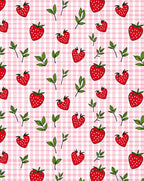Red Strawberry Gingham Picnic Rug