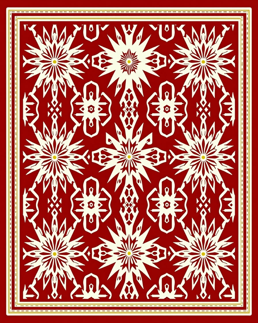 Crimson Intricate Starburst Medallion Rug