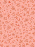 Coral Pink Alphabet Floral Scatter Rug