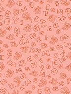 Coral Pink Alphabet Floral Scatter Rug