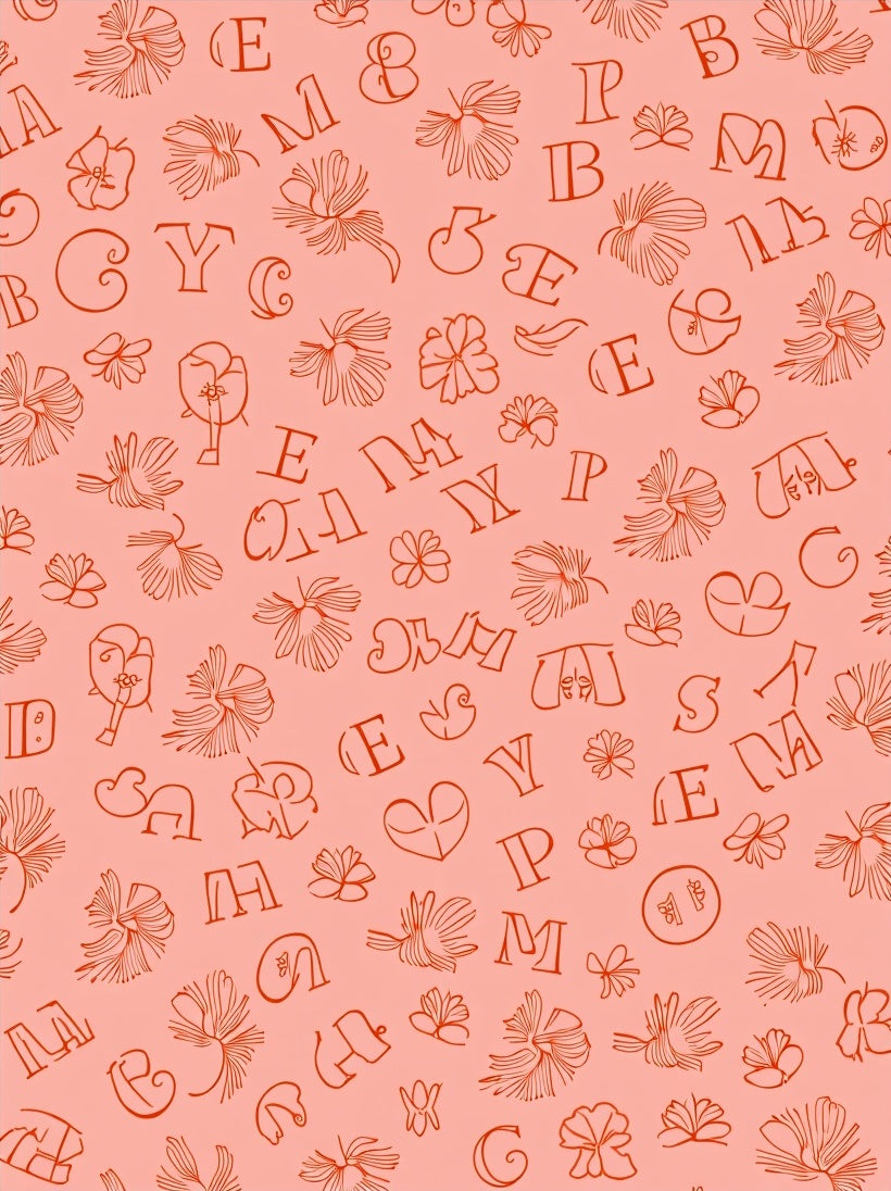 Coral Pink Alphabet Floral Scatter Rug