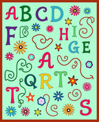 Alphabet Swirl Flowers Colorful Rug
