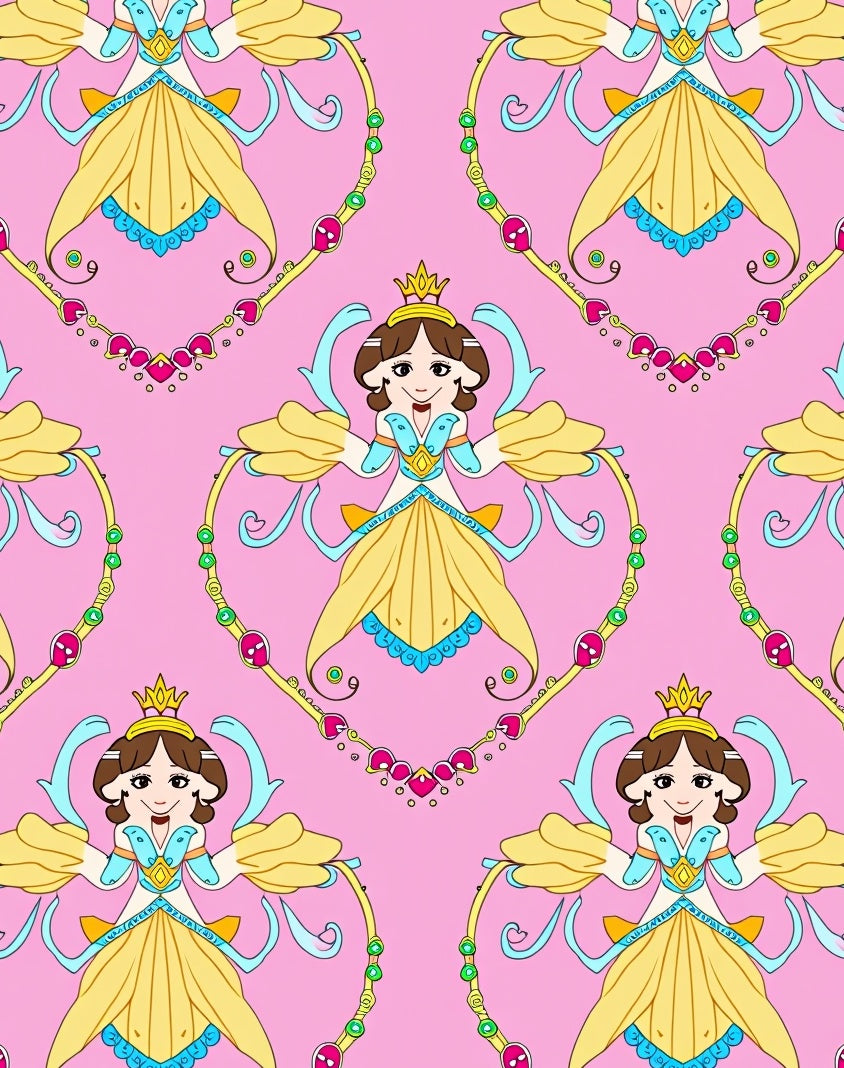 Charming Princess Pink Yellow Blue Necklace Rug