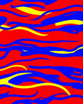 Bold Red Blue Yellow Swirl Rug