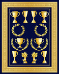 Gold Trophies Laurel Wreaths Navy Rug