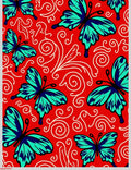Teal Blue Butterfly Red Swirl Accent Rug