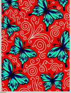 Teal Blue Butterfly Red Swirl Accent Rug