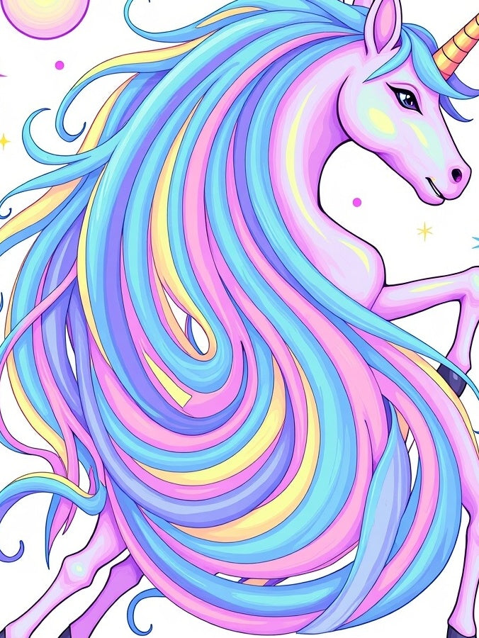 Pastel Rainbow Unicorn Mane Swirl Rug