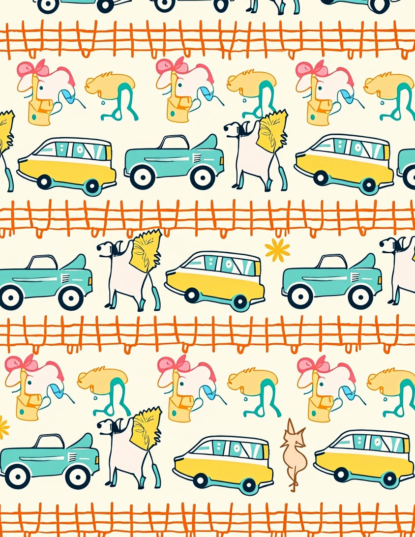 Whimsical Farm Animals And Cars Rug