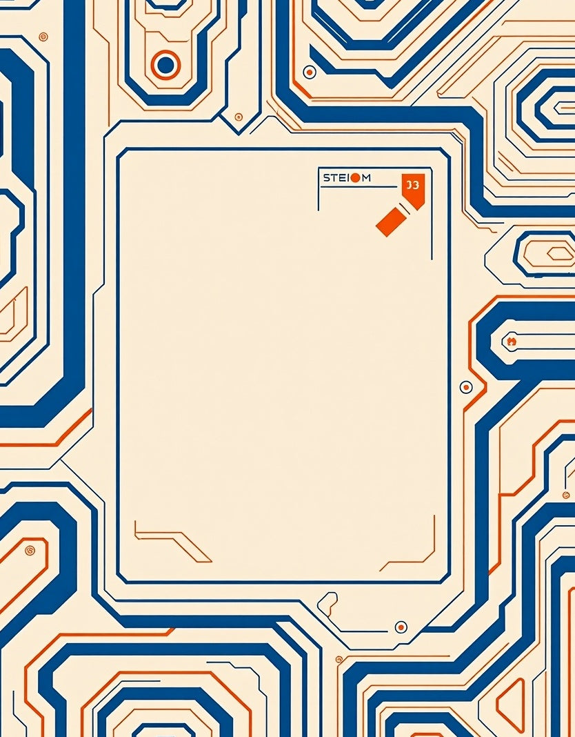 Futuristic Blue Orange Circuit Board Rug