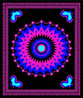 Vibrant Pink Blue Starburst Medallion Rug