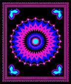 Vibrant Pink Blue Starburst Medallion Rug
