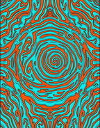 Vibrant Orange Turquoise Swirl Abstraction Rug