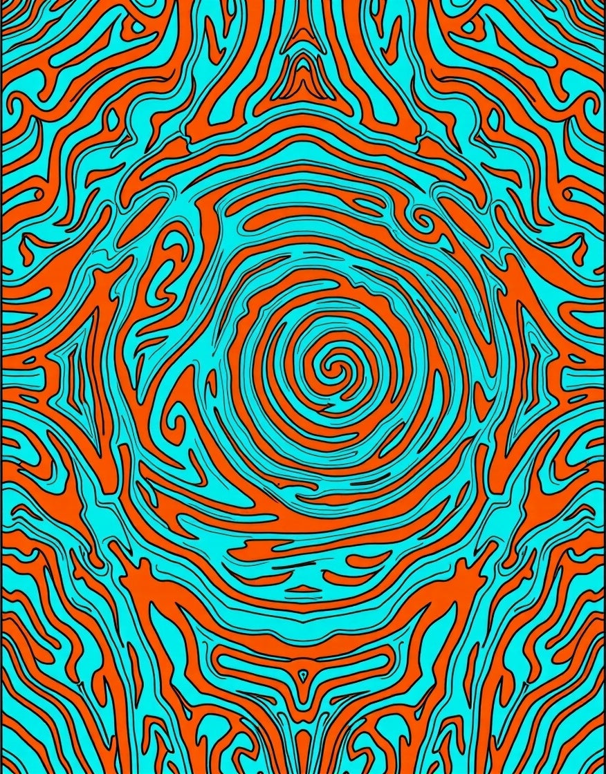 Vibrant Orange Turquoise Swirl Abstraction Rug
