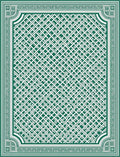Deep Green Interlocking Lattice Border Rug