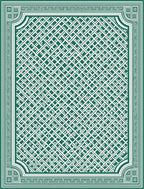 Deep Green Interlocking Lattice Border Rug