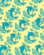 Aqua Dolphins With Blue Ferns Rug
