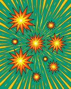 Explosive Teal Orange Starburst Collage Rug