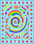 Psychedelic Rainbow Alphabet Swirl Rug