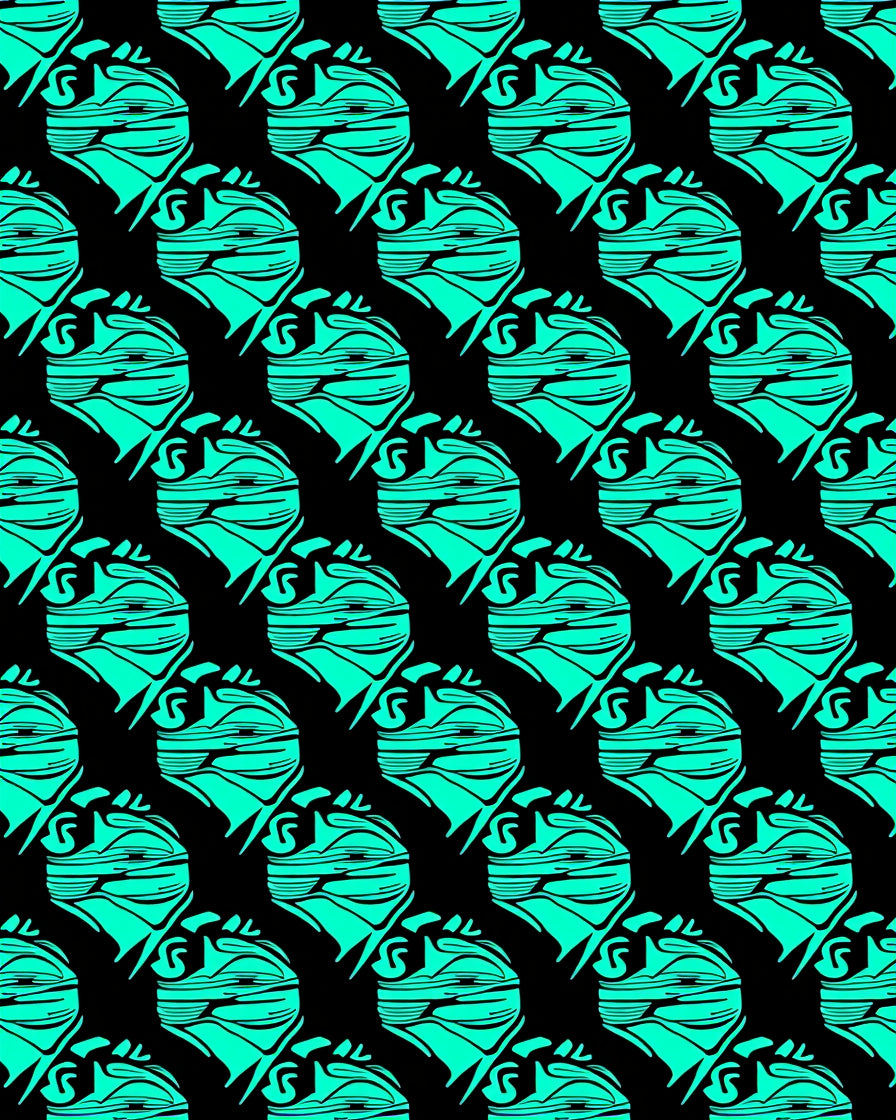Bold Teal Abstract Geometric Head Rug