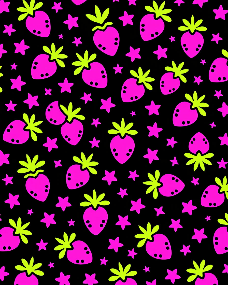 Vibrant Pink Strawberry Starry Night Rug