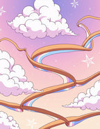 Candy Floss Sky Ribbon Stars Rug