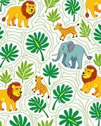Jungle Safari Animals Leafy Vines Rug