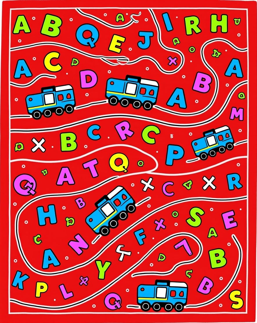 Red Train Alphabet Kid's Play Rug