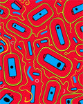 Red Blue Capsule Yellow Swirl Rug