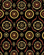 Golden Sun Medallion Black Rug