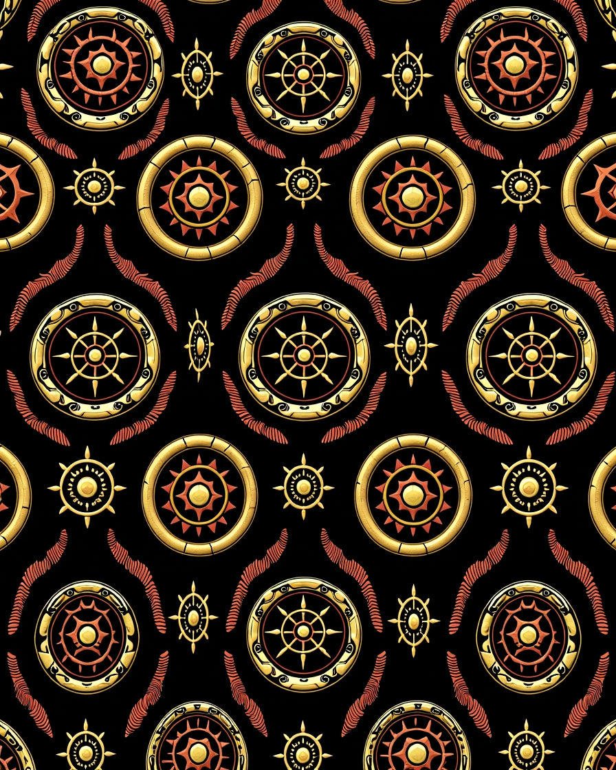 Golden Sun Medallion Black Rug