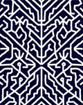 Navy White Labyrinth Animalistic Abstract Rug