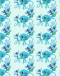 Abstract Blue Creature Floral Border Rug