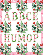 Pink Floral Botanical Alphabet Letters Rug