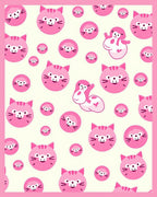 Pink Cat Face Circle Collage Rug