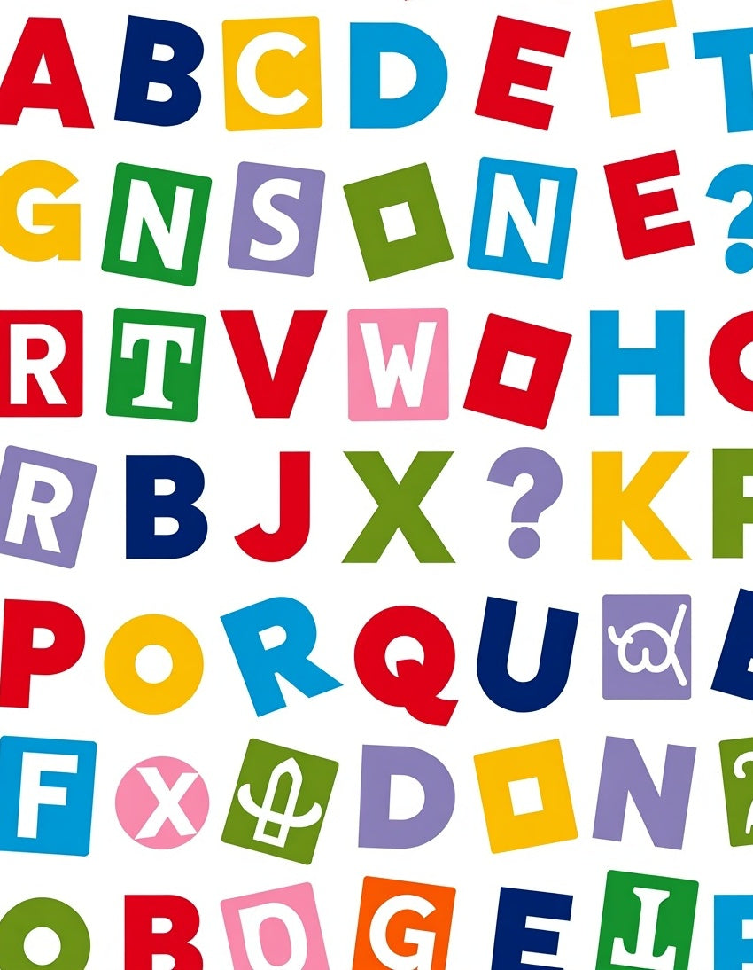 Colorful Alphabet Collage Scattered Letters Rug