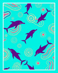 Deep Blue Dolphin Swirls Rug