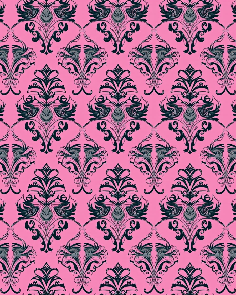 Hot Pink Baroque Floral Medallion Rug