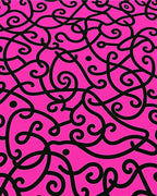 Hot Pink Black Swirl Continuous Line Rug