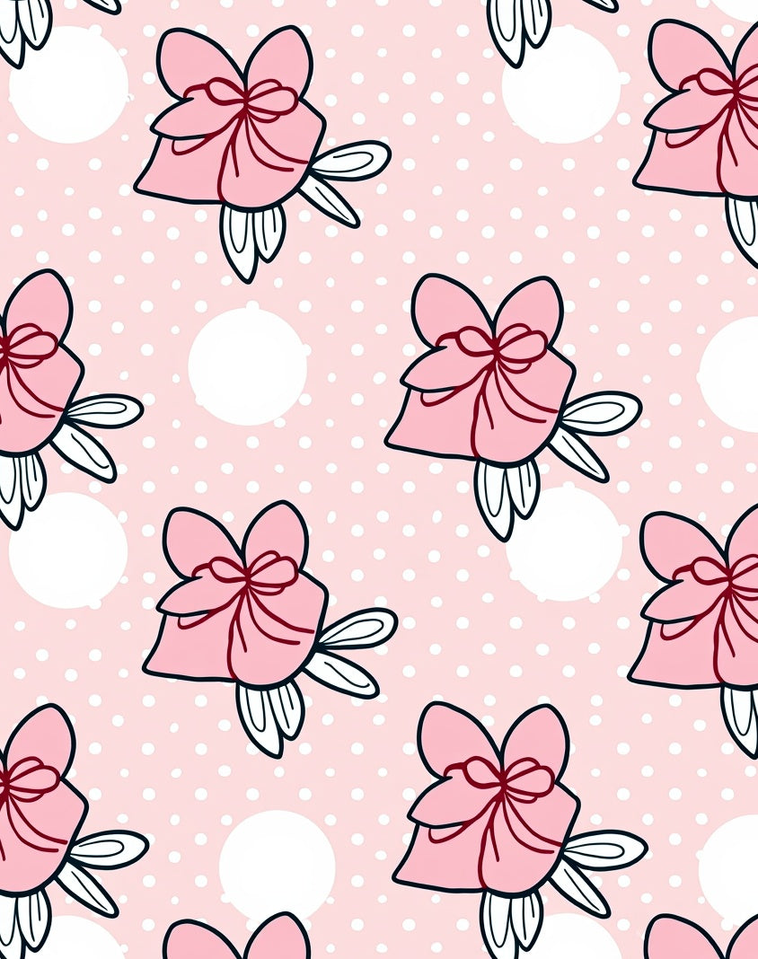 Pink Gift Bow Polka Dot Whimsical Rug