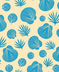 Oceanic Blue Shells and Fronds Rug