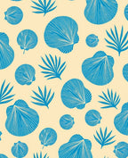 Oceanic Blue Shells and Fronds Rug