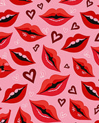 Red Lips Heart Background Rug