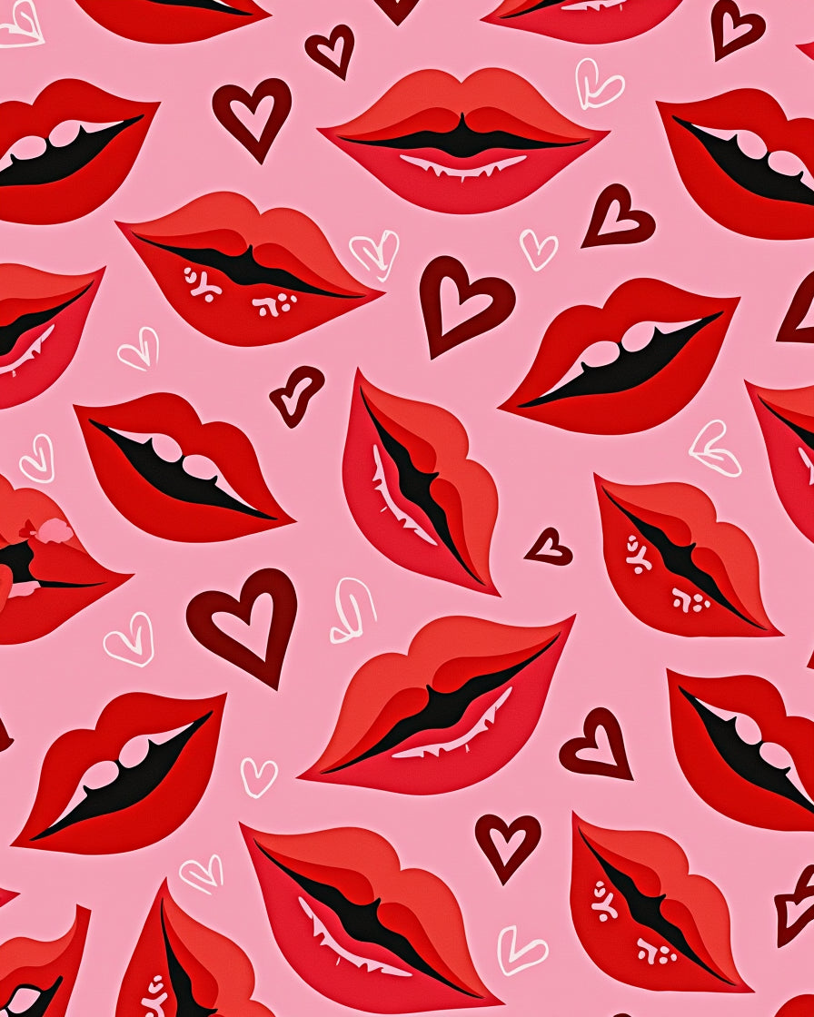Red Lips Heart Background Rug