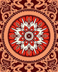 Crimson Mandala Floral Medallion Rug