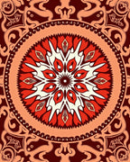 Crimson Mandala Floral Medallion Rug