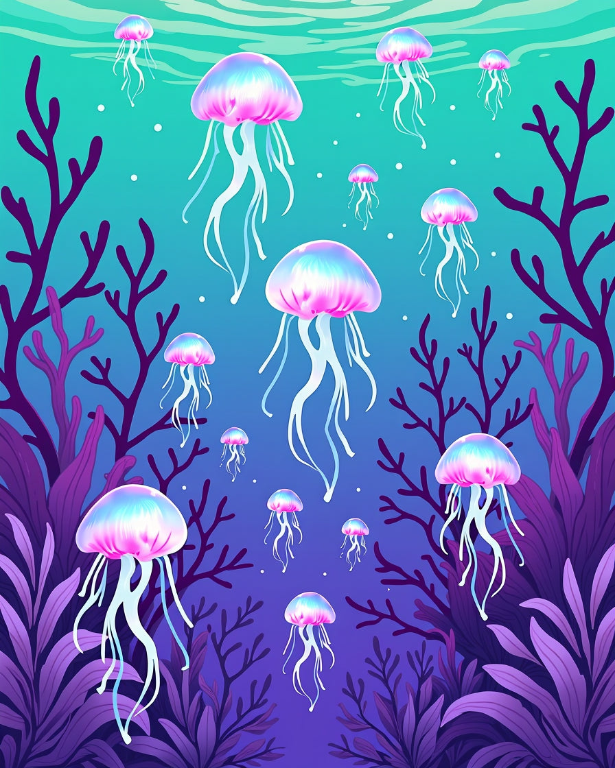 Vibrant Jellyfish and Coral Ocean Rug