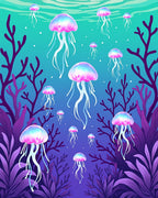 Vibrant Jellyfish and Coral Ocean Rug